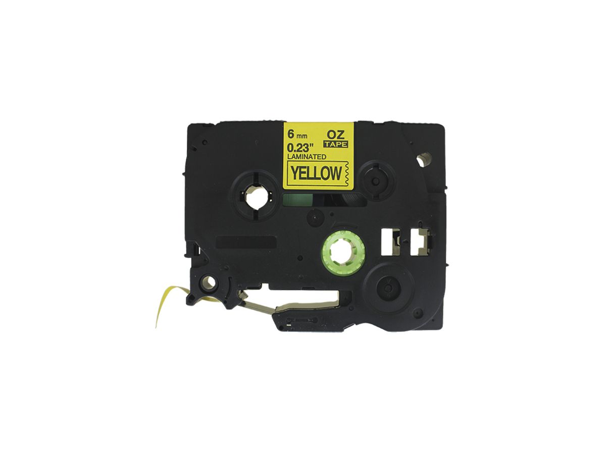 Schriftbandkassette kompatibel zu OZE-611, 6mm×8m, gelb/schwarz