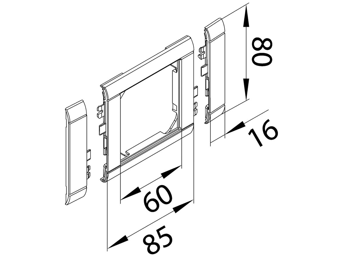 Rahmenblende tehalit CH modular halogenfrei, 80mm, weiss