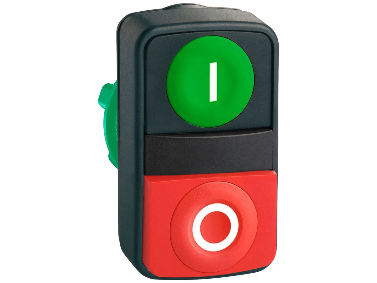 Drucktastervorsatz Harmony XB5 rt/gn Ø22.5mm hoch front.IP66 beschrift.O/I