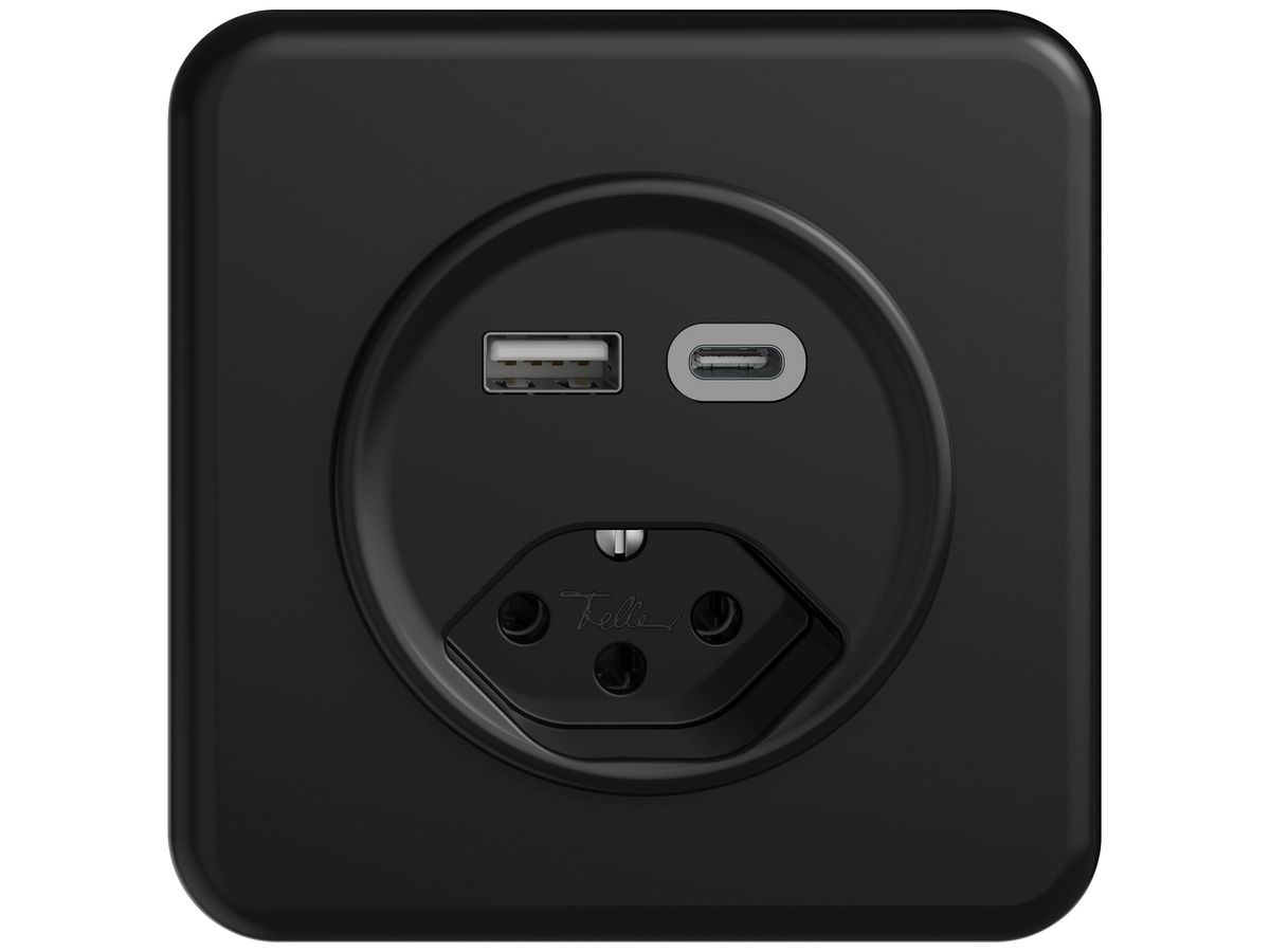 UP-USB-Ladesteckdose STANDARDdue SNAPFIX® USB A+C/T13 3A 230V AC sz