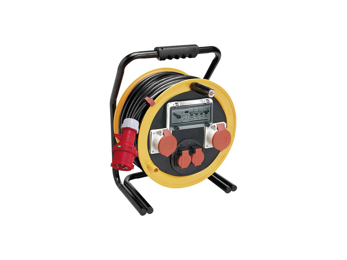 Kabelrolle Brobusta 380 Ø380mm 25m 5×4mm² 2×T25 1×CEE16 1×FI/LS gelb