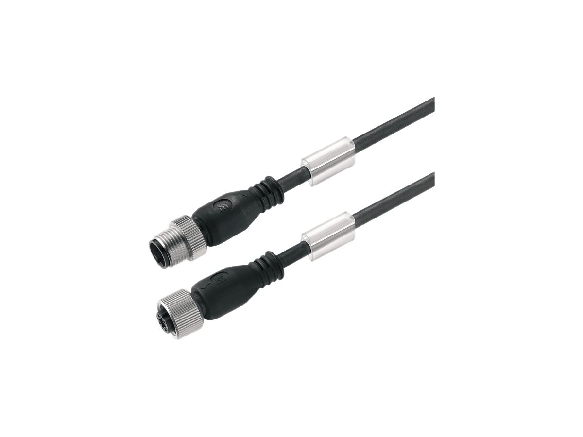 Kabel Weidmüller SAIL M12/M12 3L 1.5m Stift/Buchse gerade PUR schwarz, A