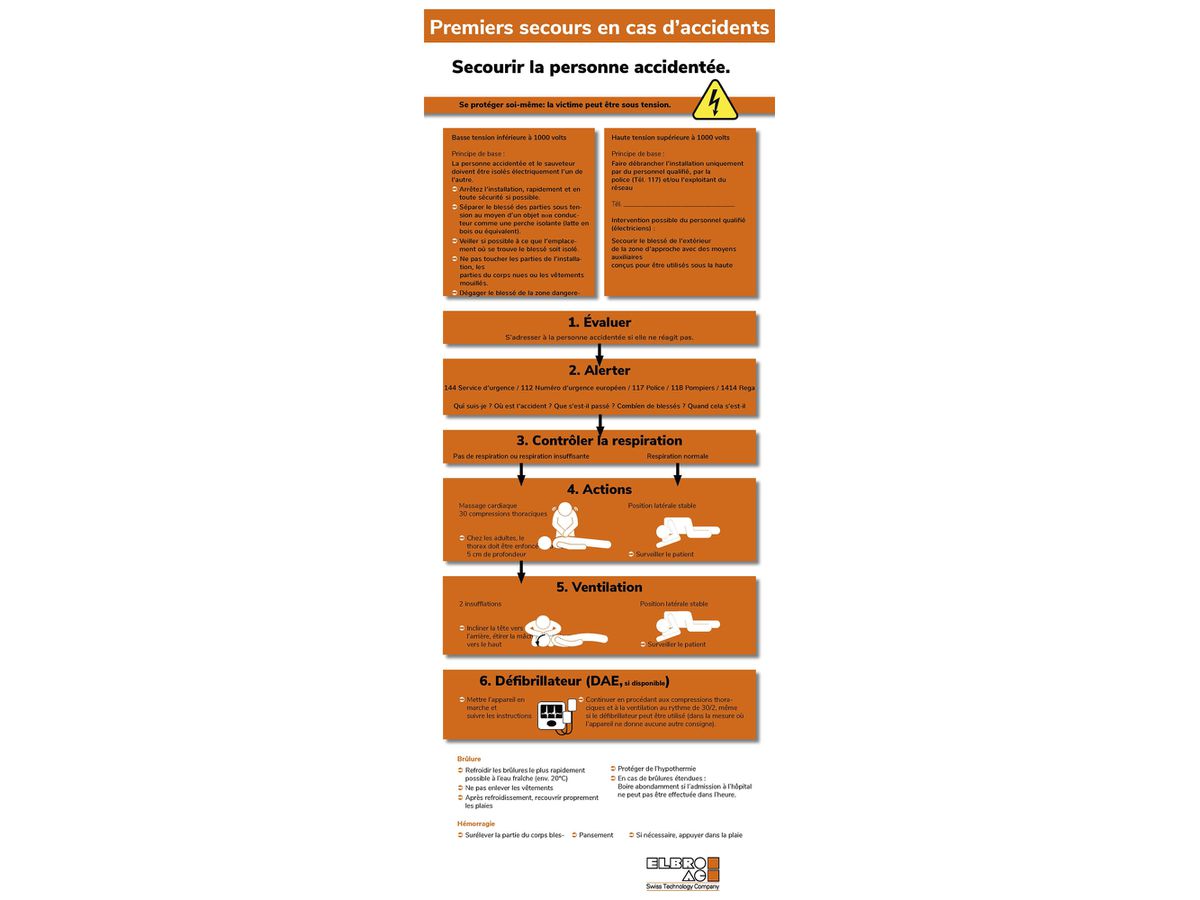 Erste-Hilfe-Tafel ELBRO 220×580mm französich