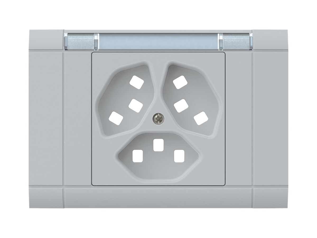 EB-Frontset kallysto, für EB-Steckdose 3×T23, mit Bezeichnungsträger, hellgrau