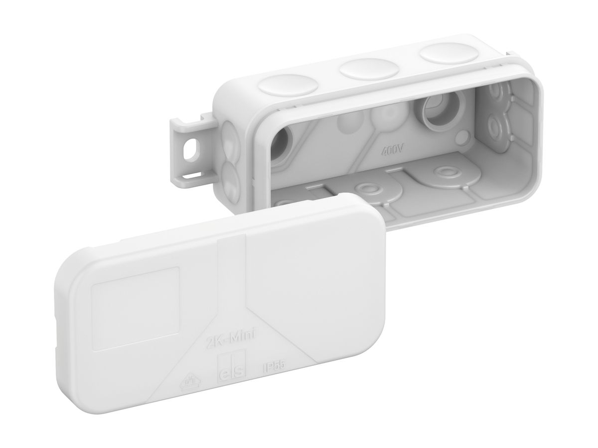 AP-Abzweigdose 2K-Mini AB-L/w 89×43×38mm, IP55, weiss