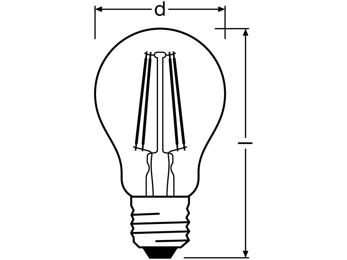 LED-Lampe CLASSIC A60 FIL CLEAR GLOWdim E27 7W 827 806lm
