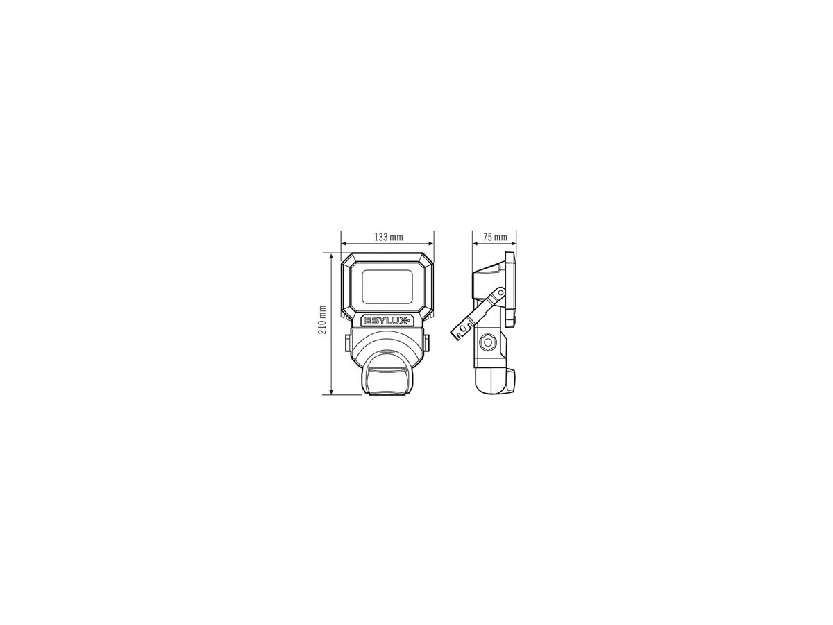 LED-Strahler ESYLUX AFL SUN, 10W 3000K 800lm 133×75×210mm IP65, schwarz