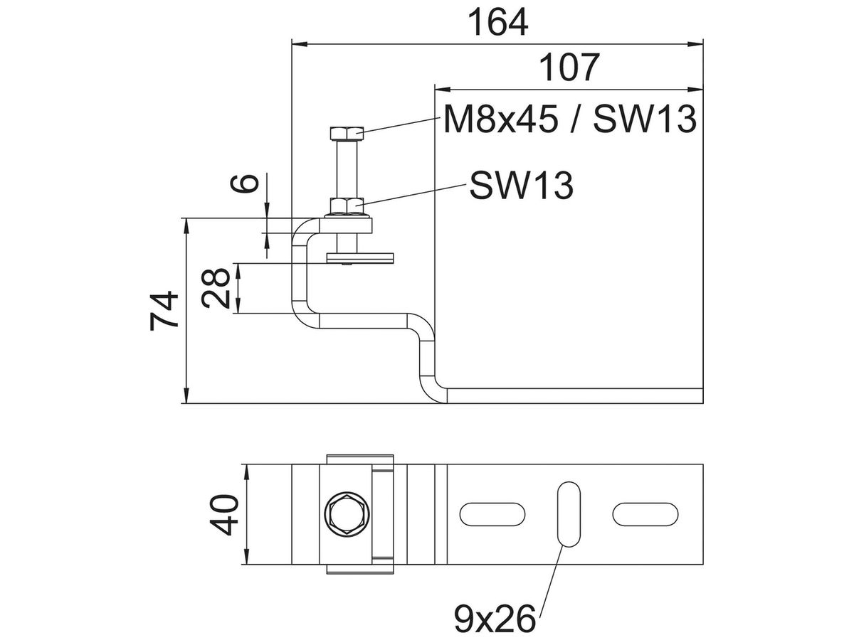 Befestigungsklammer Bettermann BFK V 100 A2 rost- und säurebeständiger Stahl