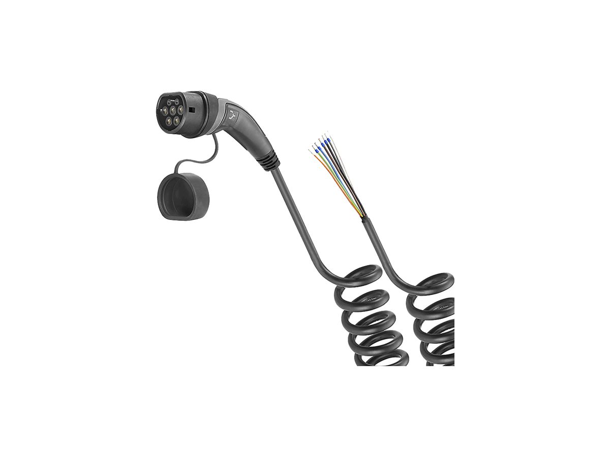 AC-Ladekabel E-Mobility WM Mode 3 Typ2/frei 11kW 16A 480V 5.5m spiral schwarz