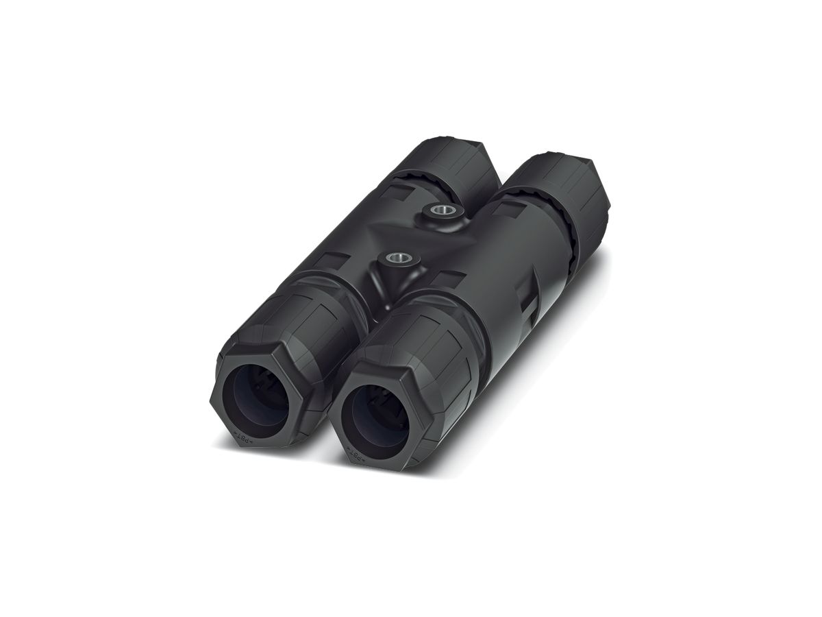 H-Verteiler QUICKON 4LPE 6mm² Ø9…14mm 4×Mutter schwarz