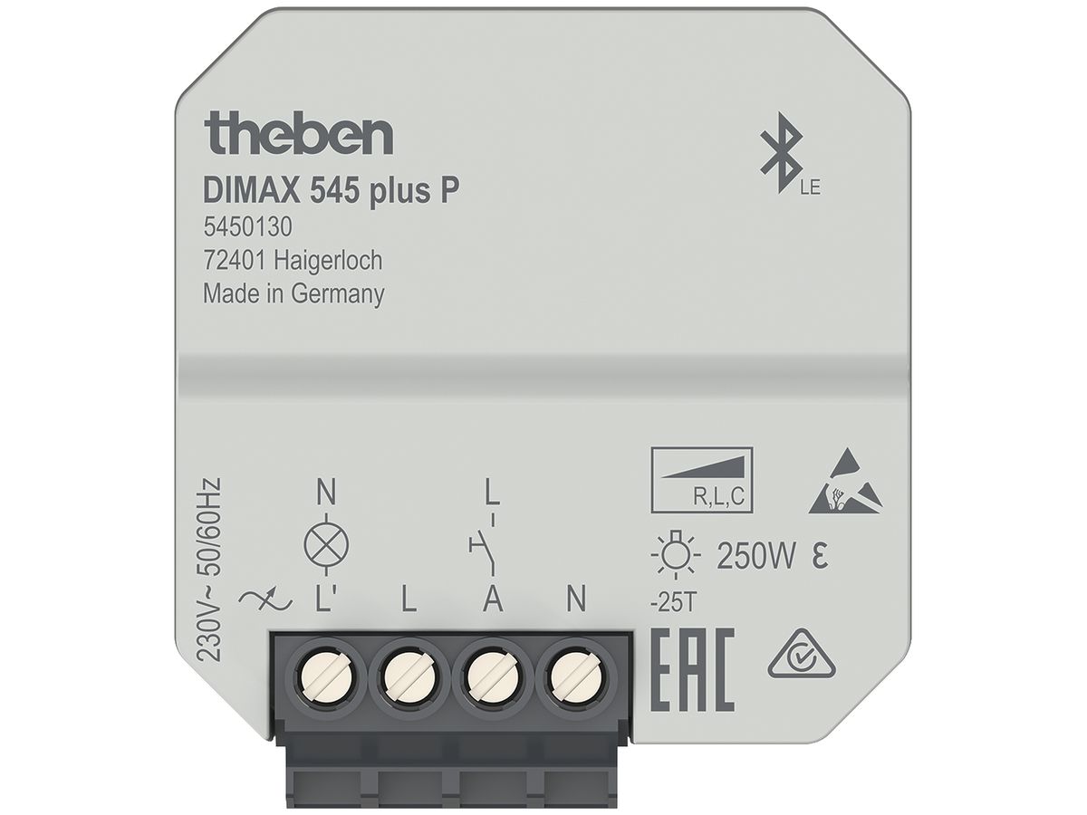 EB-Dimmaktor Theben DIMAX 545 plus P, Bluetooth, 1-Kanal 250W