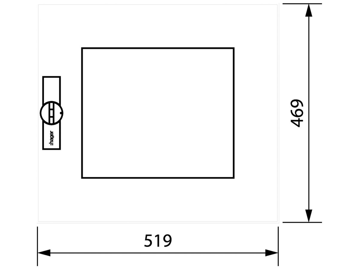 Klarsichttür rechts Hager univers für Wandschrank FP32 500×550mm