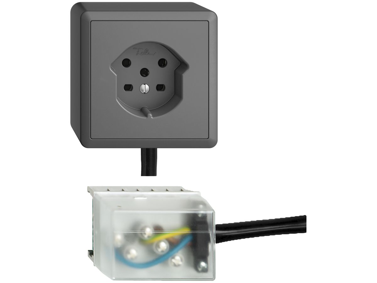 AP-Steckdose EDIZIOdue T15 dunkelgrau Snap für Flachkabel Powerbus