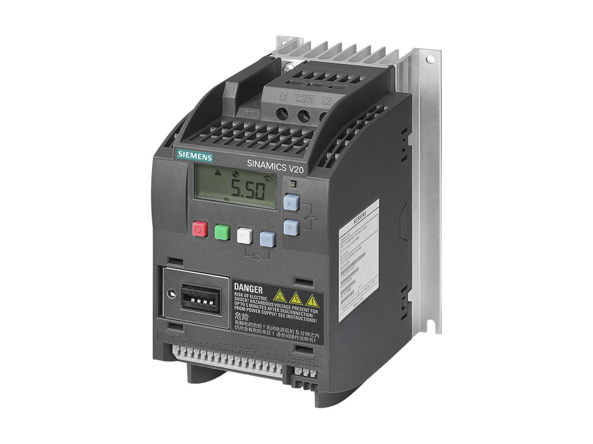 Frequenzumrichter Siemens SINAMICS V20 0.37kW 3AC Klasse A Modbus