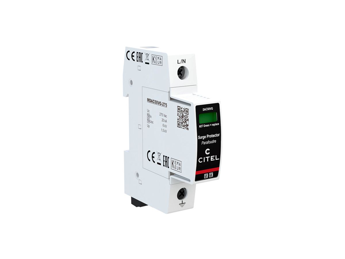 Überspannungsableiter  Citel DAC50VGS-10-275, Typ 2+3, 1-polig