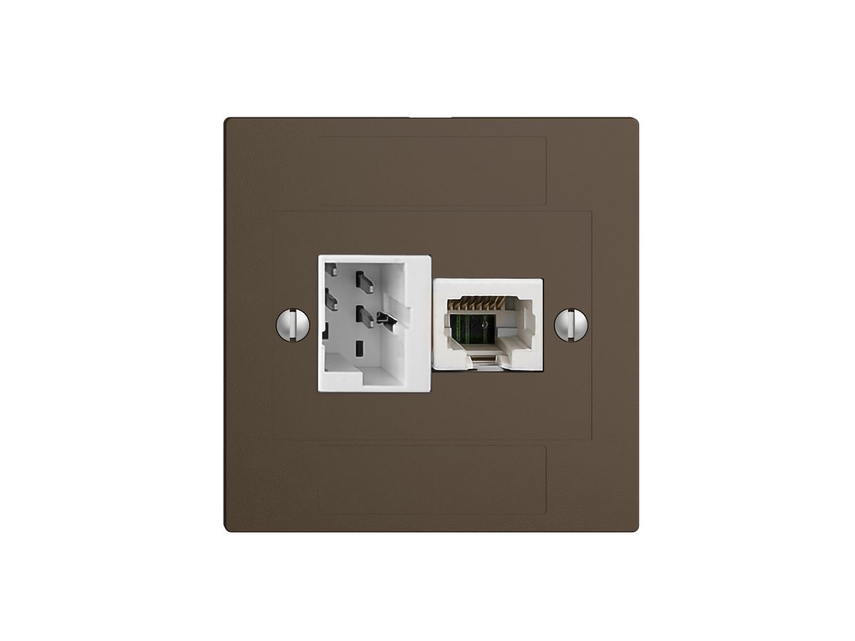 UP-Anschlussdose 1×TT,1×RJ45/u 4P EDIZIOdue coffee ITplus ITM