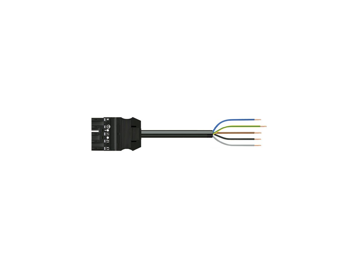 Anschlussleitung MIDI 5×2.5mm² 20A 400V 2m Cod.A Stecker-freies Ende schwarz Cca