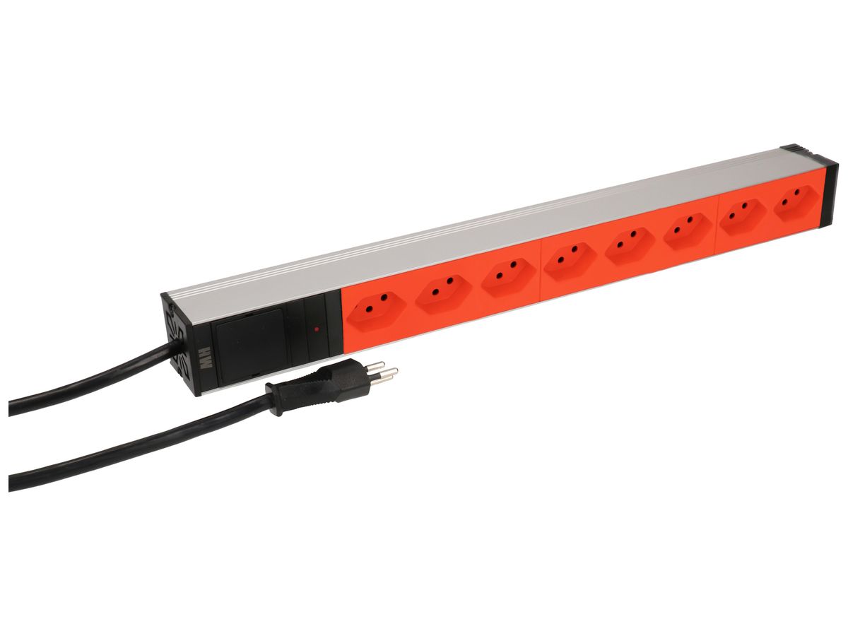 Steckdosenleiste 19" MAX HAURI SPLIT 8×T13 3m 1HE orange/aluminium
