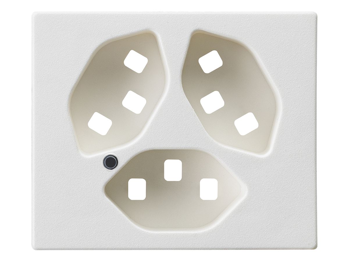 Frontplatte zu FLF-Steckdose Hager 3×Typ 23 beleuchtet Z weiss