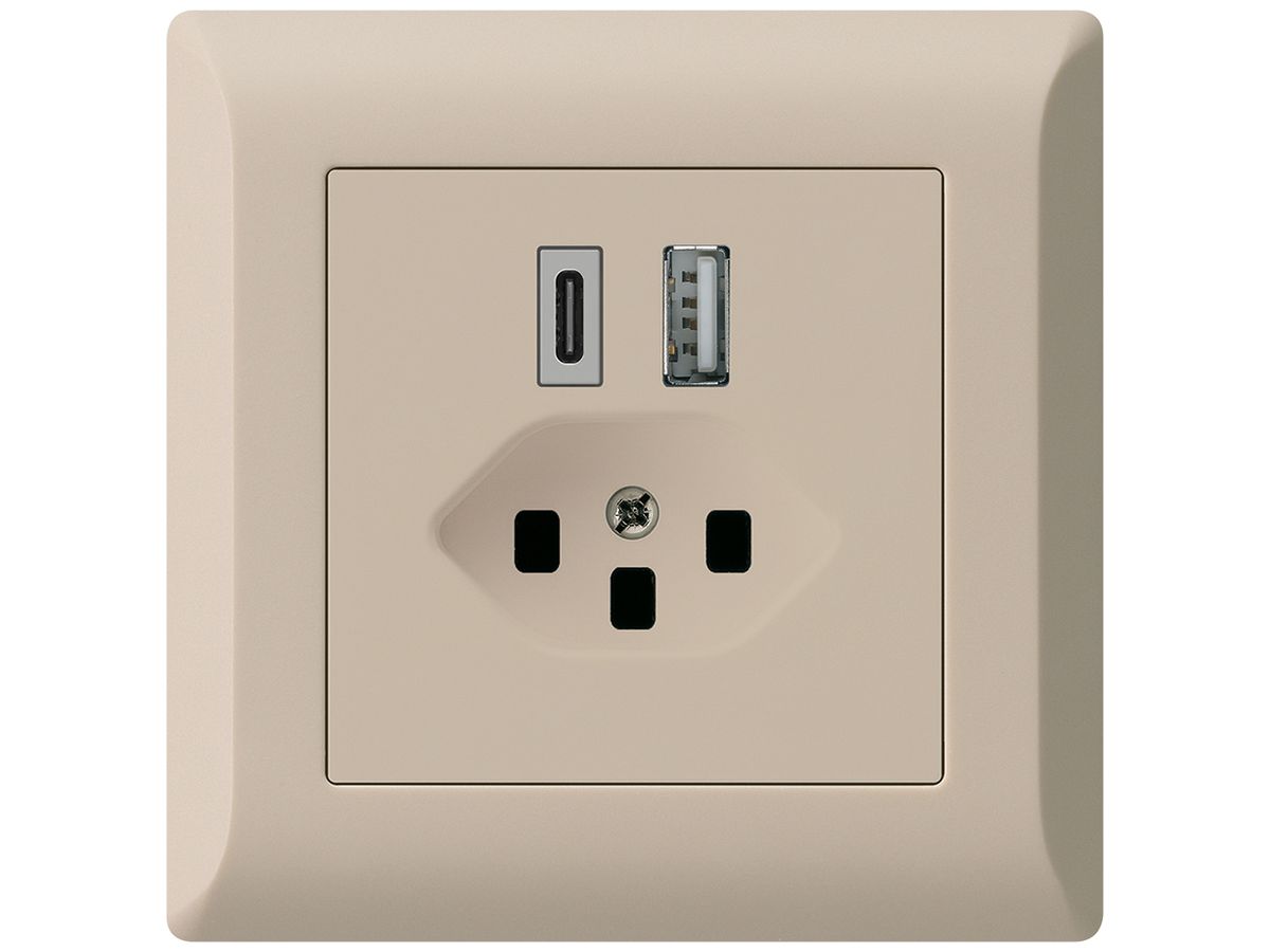 UP-USB-Ladesteckdose kallysto.line 18W PD 1×Typ A 1×Typ C T23 beige