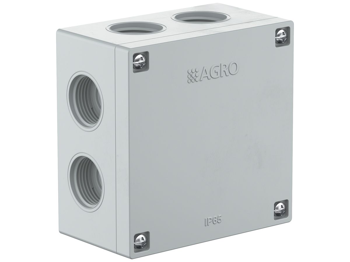 AP-Abzweigdose AGRO IP65, leer, grau, 82×82×45mm, ohne Klemmen