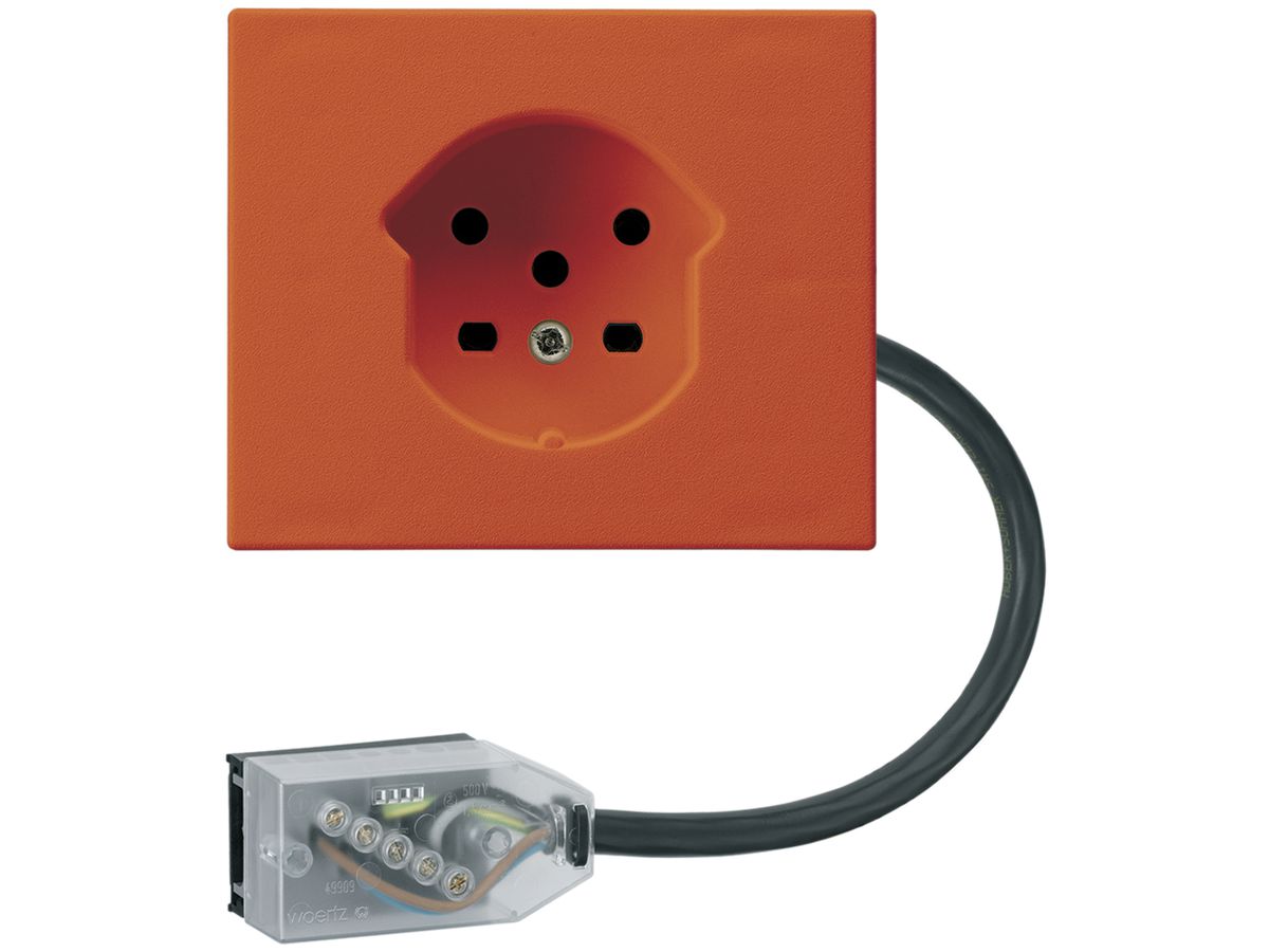 FLF-Steckdose HA Typ 15 Steckklemmen mit Flachkabel-Adapter Technofil TE orange