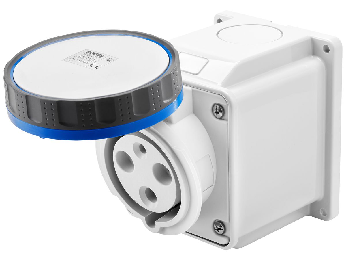 AP-Steckdose CEE Gewiss 309 HP 5P 63A 200…250V bl 9h IP67 Schraube