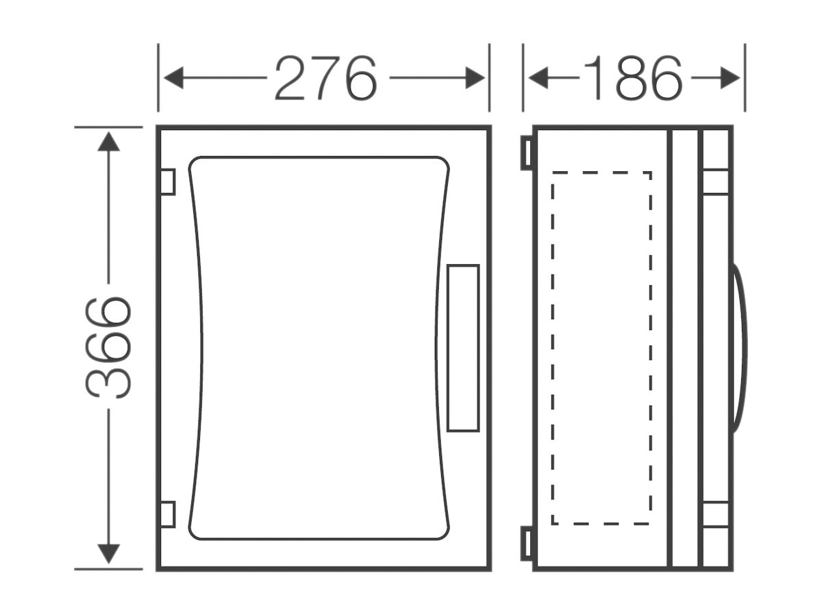 Apparategehäuse Hensel FP 0251 grau leer mit Türe geschlossen 276×366×186mm