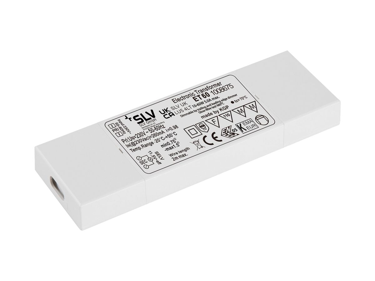 LED-Betriebsgerät SLV 3…60W 12V 260…5000mA DIM 106×33×22mm