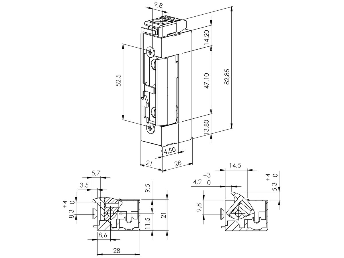 Türöffner BSW B7301--L, 23…26VDC, stromlos geöffnet, Standardfalle