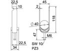 Schnellverleger BET 2056 H-Fuss Kunststoff 34…40mm 2×Kabel A2 1.4301