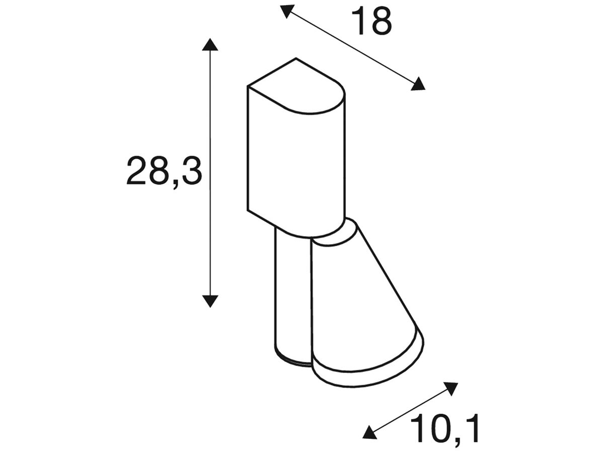 Wandleuchte SLV T-TUBE GU10 1×10W IP65 DIM 283×180mm schwarz