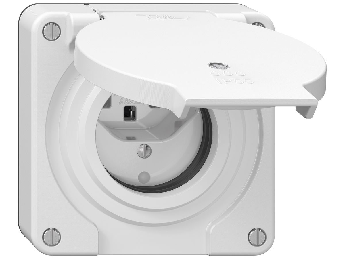 Steckdose NEVO SNAPFIX® 1×T23 16A 250V beleuchtet 87×87×32mm IP55 ws