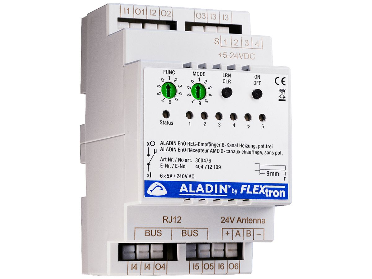 REG-Heizungsaktor ALADIN EnO 6-Kanal 5A 240VAC potentialfrei 3TE