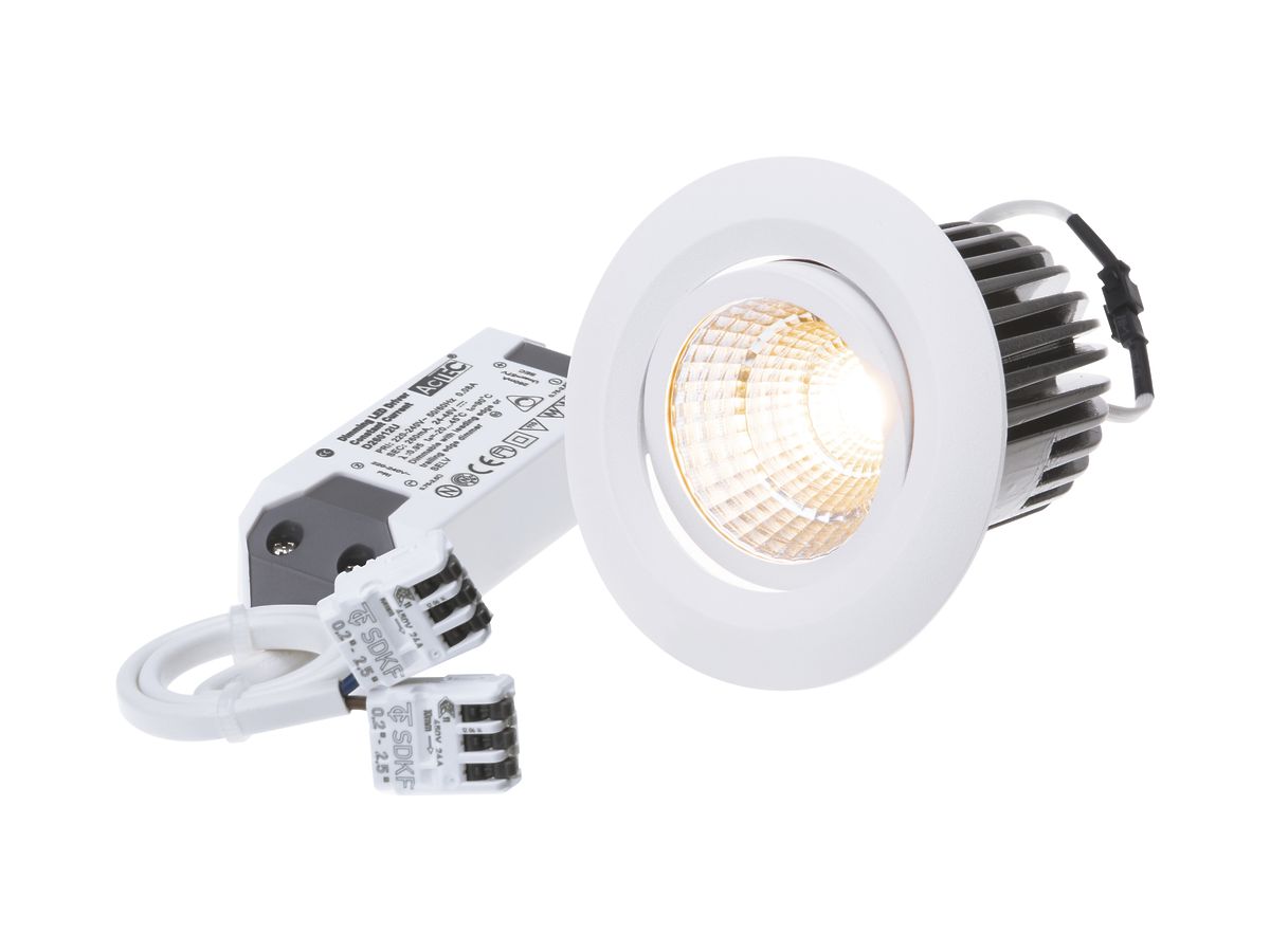 EB-LED-Spot maxLUCE MOVE D2W 10.5W 230V 680lm 2100…3000K Loch-Ø68mm 38° weiss