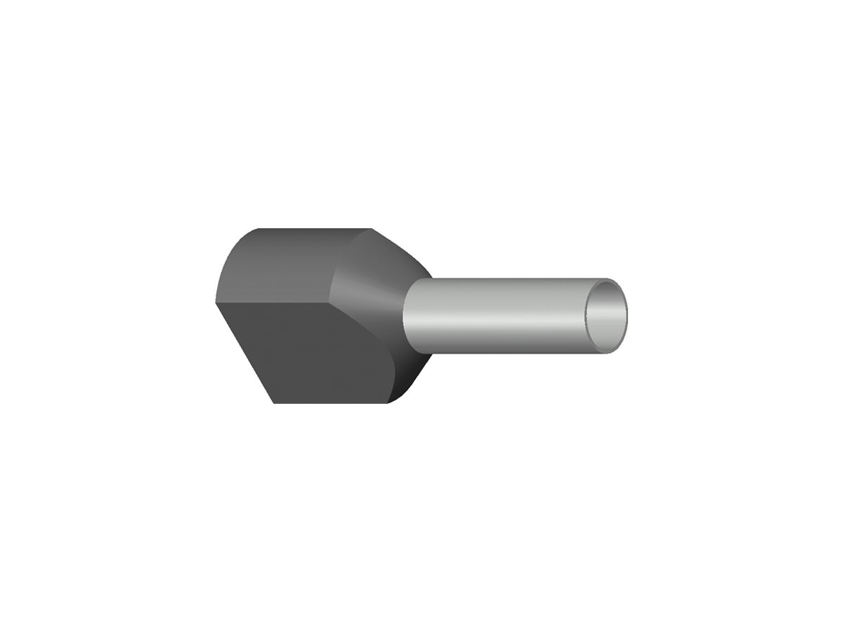 Zwillings-Aderendhülse isoliert 2×4mm² L=12mm Typ DIN grau