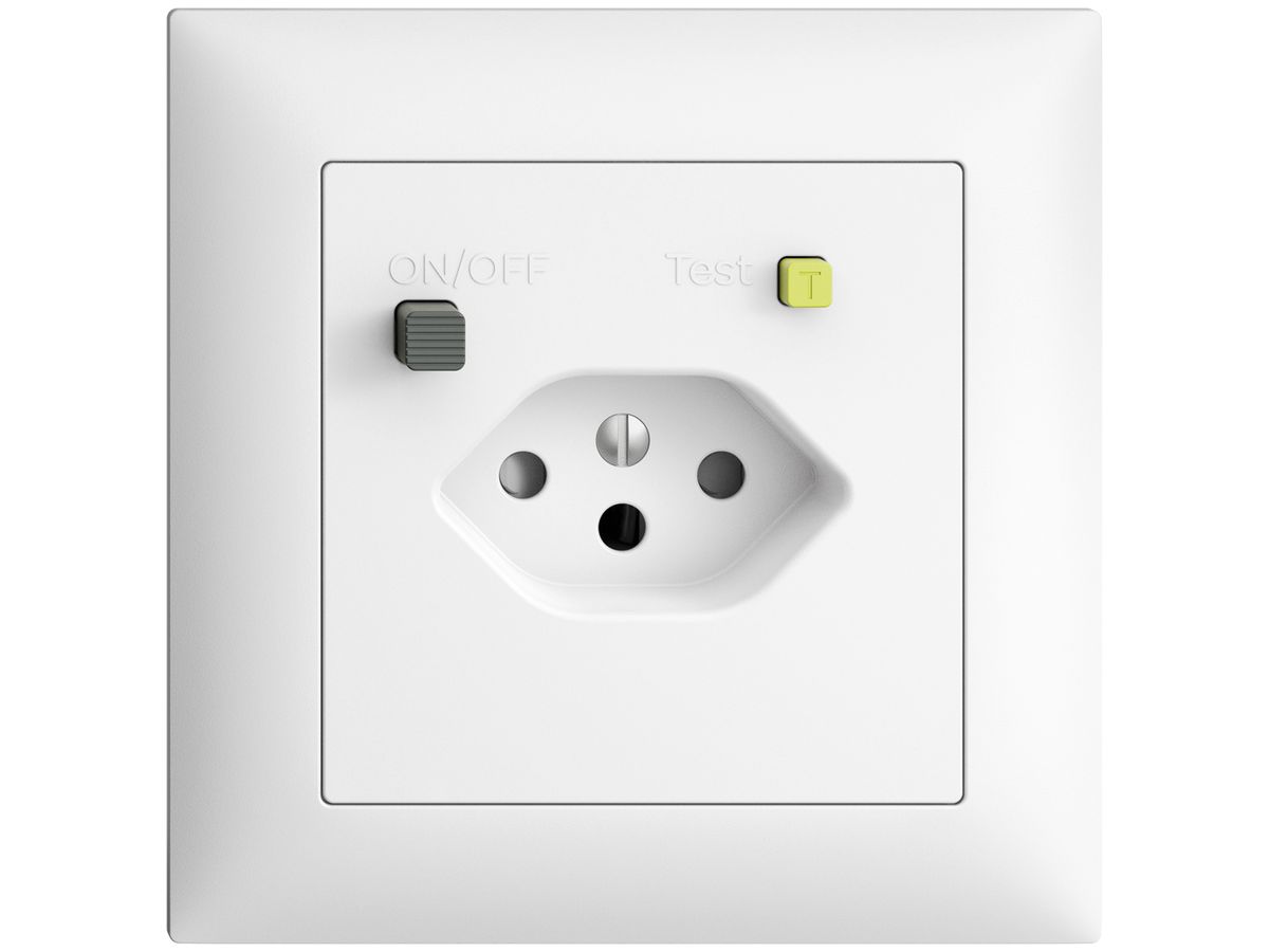 UP-Steckdose EDIZIOdue T13 FI 30mA FMI, shutter, weiss