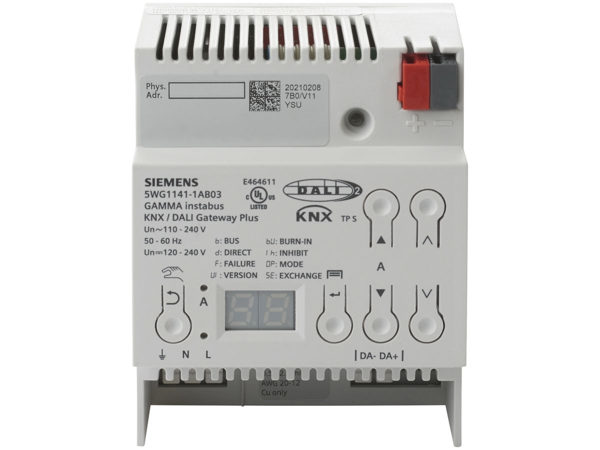 REG-Gateway KNX/DALI Siemens N141/03 Plus, 1× 64 Geräte + 10 Sensoren