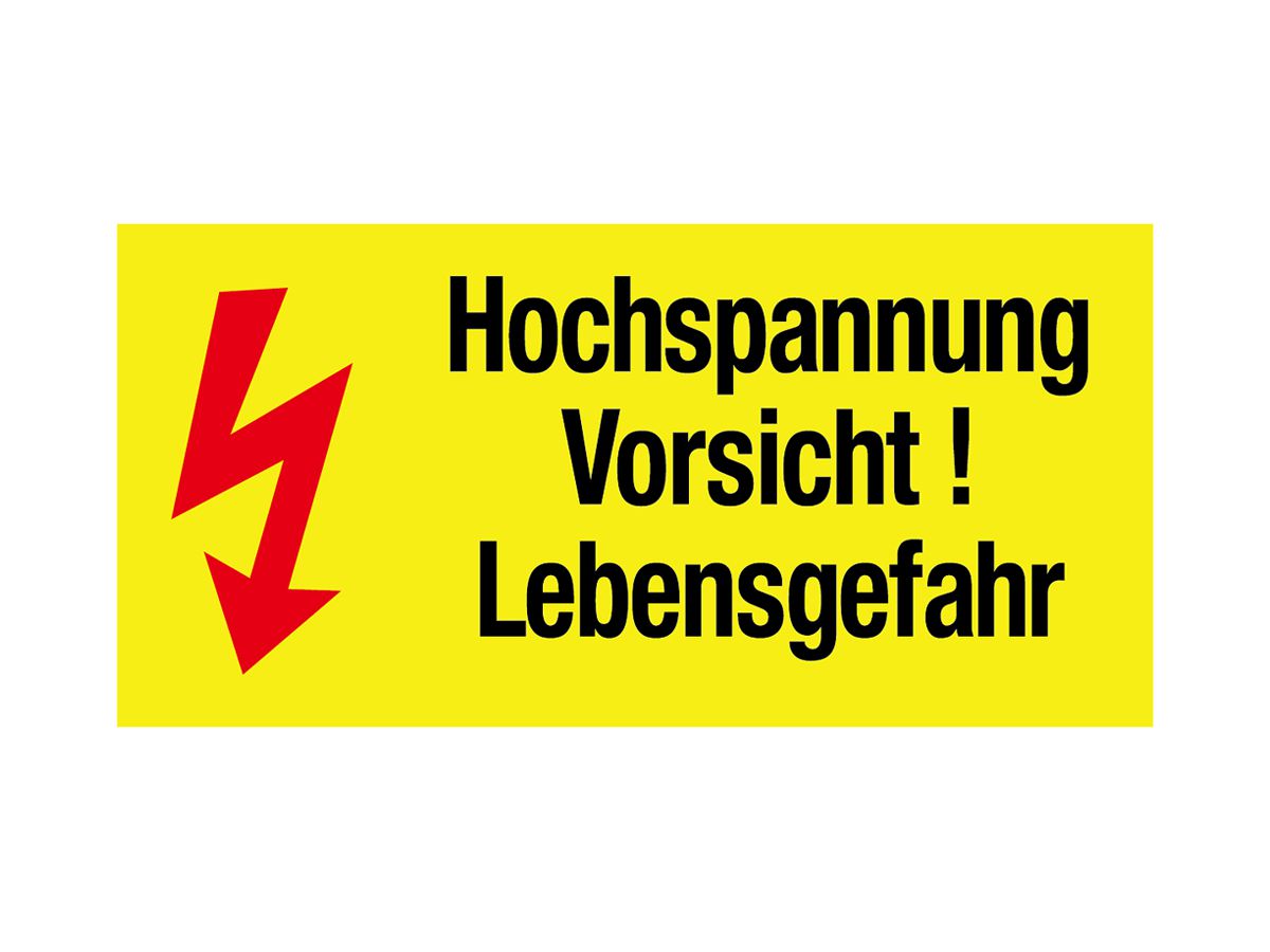 Warnaufkleber Blitz+Hochspannung Vorsicht! Lebensgefahr 105×51mm selbstkl.gb