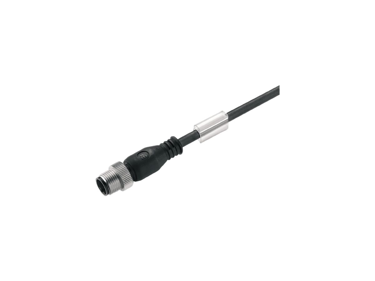Kabel Weidmüller FBC einseitig offen, M12 2m Stift gerade geschirmt PVC schwarz