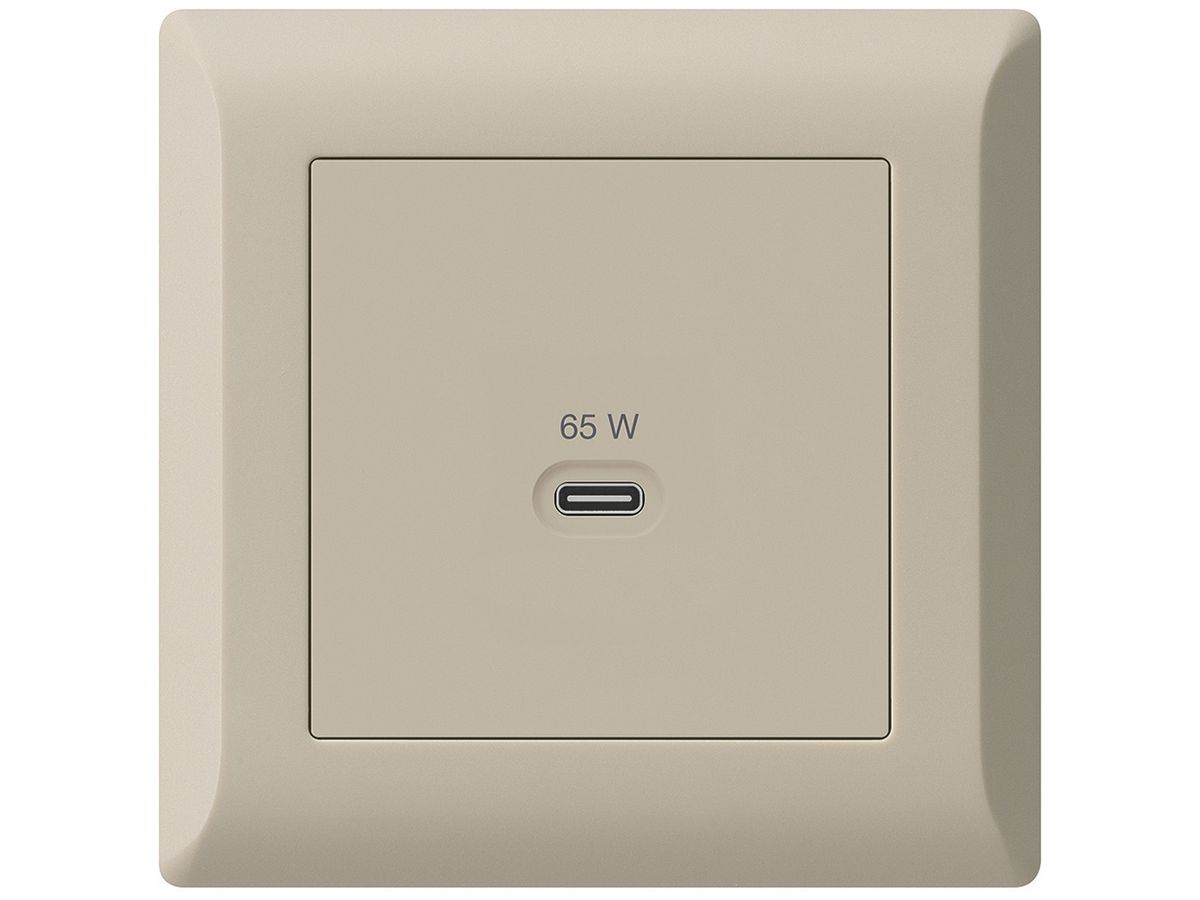 UP-USB-Ladesteckdose Hager kallysto.line Typ C 65W 3250mA beige