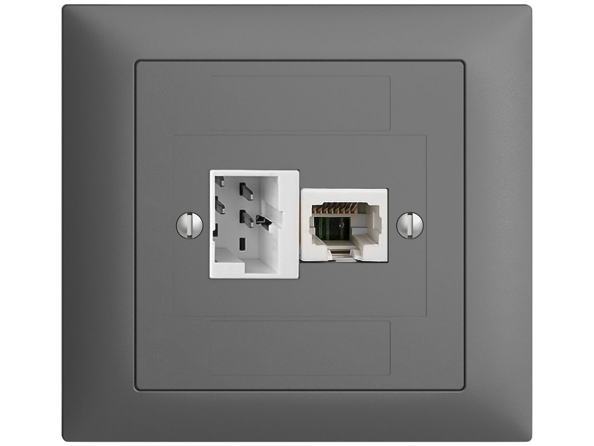 EB-Dose 1×T+T,1×RJ45/u 4P EDIZIOdue dunkelgrau, ITplus ITM