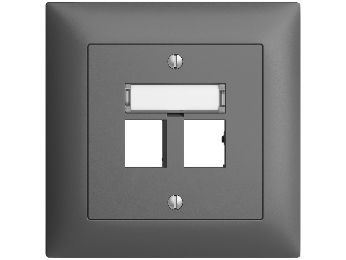 UP-Montageset EDIZIOdue Geradeauslass, für 2×RJ45 freenet, dunkelgrau