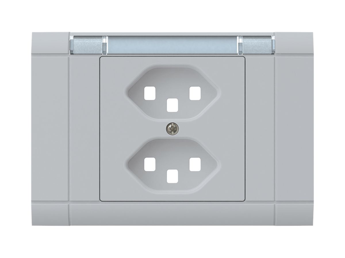 EB-Frontset kallysto, für EB-Steckdose 2×T23, mit Bezeichnungsträger, hellgrau