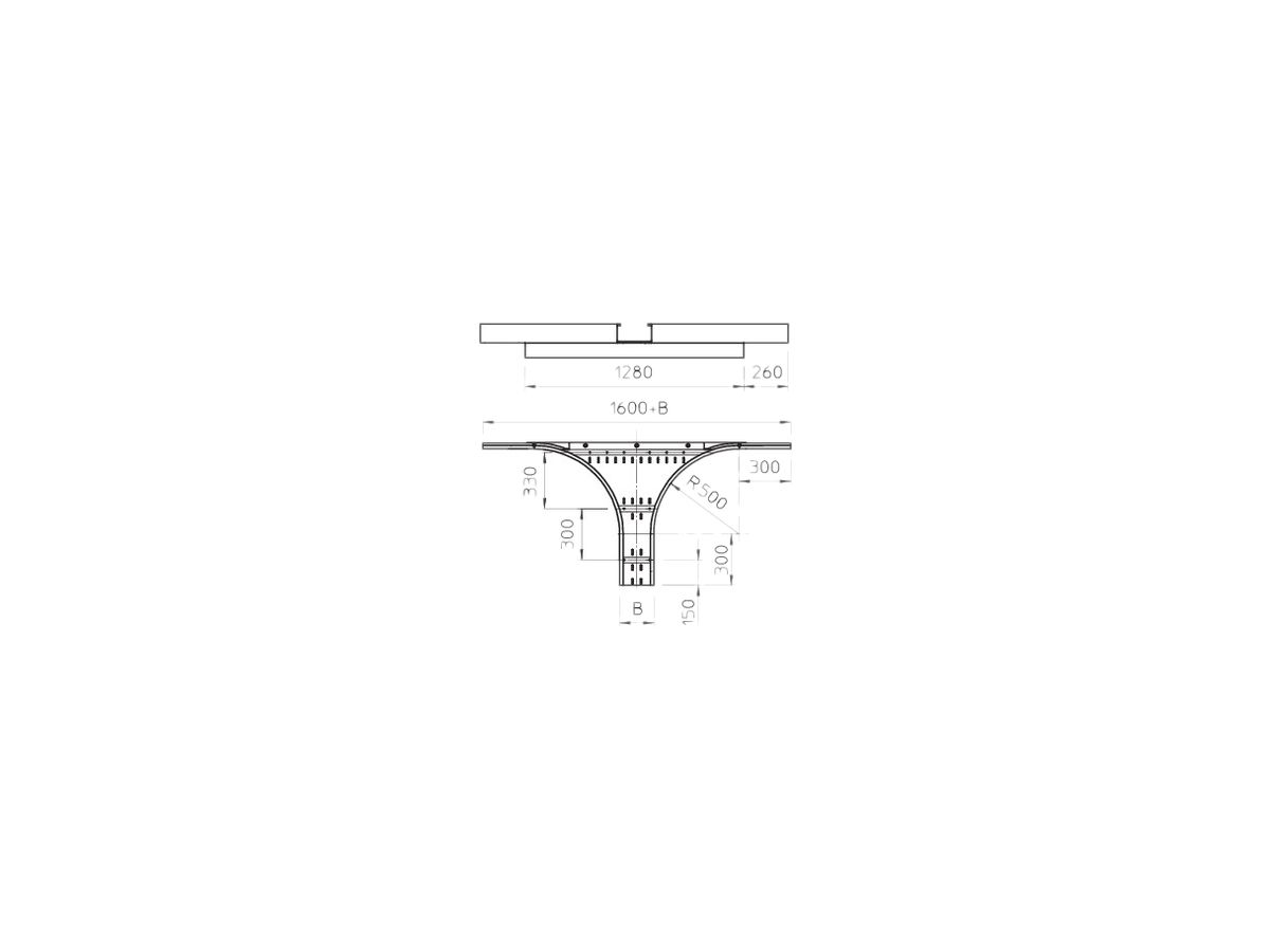 Abzweig-T Anbau Bettermann 110×600mm tauchfeuerverzinkt