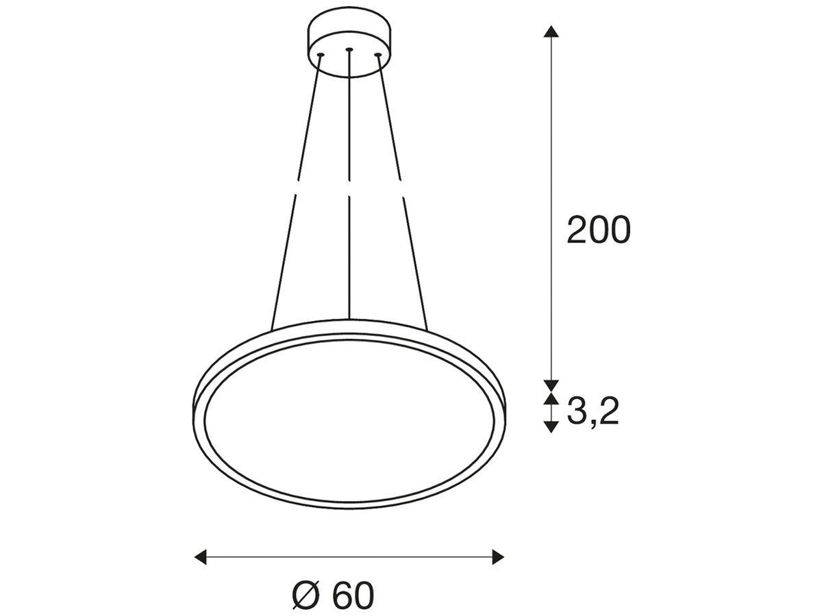 LED-Pendelleuchte SLV PANEL 60 ROUND DALI 43W 3350lm 4000K Ø600×32mm weiss