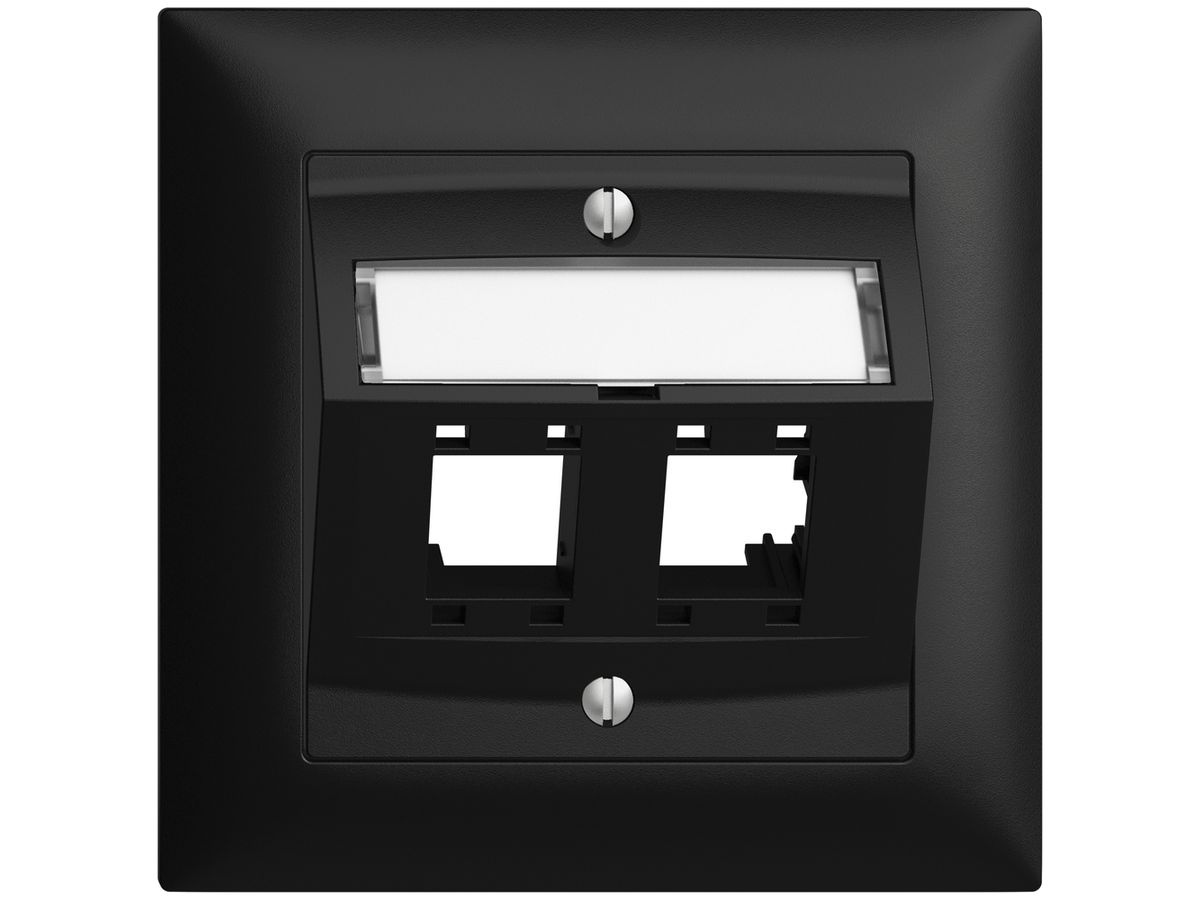 UP-Montageset EDIZIOdue, mit Schrägauslasshaube, für 2×RJ45, schwarz