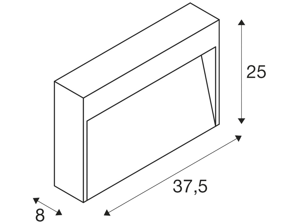 LED-Wandleuchte SLV CONCRETO L 12W 570lm 830 IP65 375×250mm grau