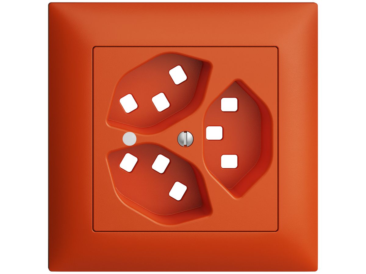 UP-Frontset EDIZIOdue orange 88×88mm 3×T23 mit Linse