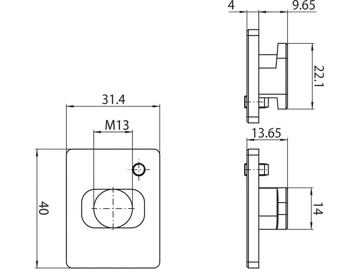 Abhängehalterung Sylvania Lytespan H 40×31×14mm Aluminium Silber
